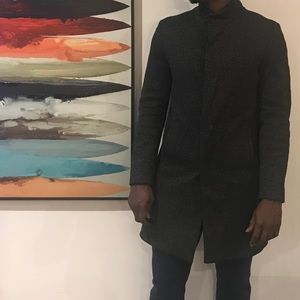 Zara funnel neck dark grey coat